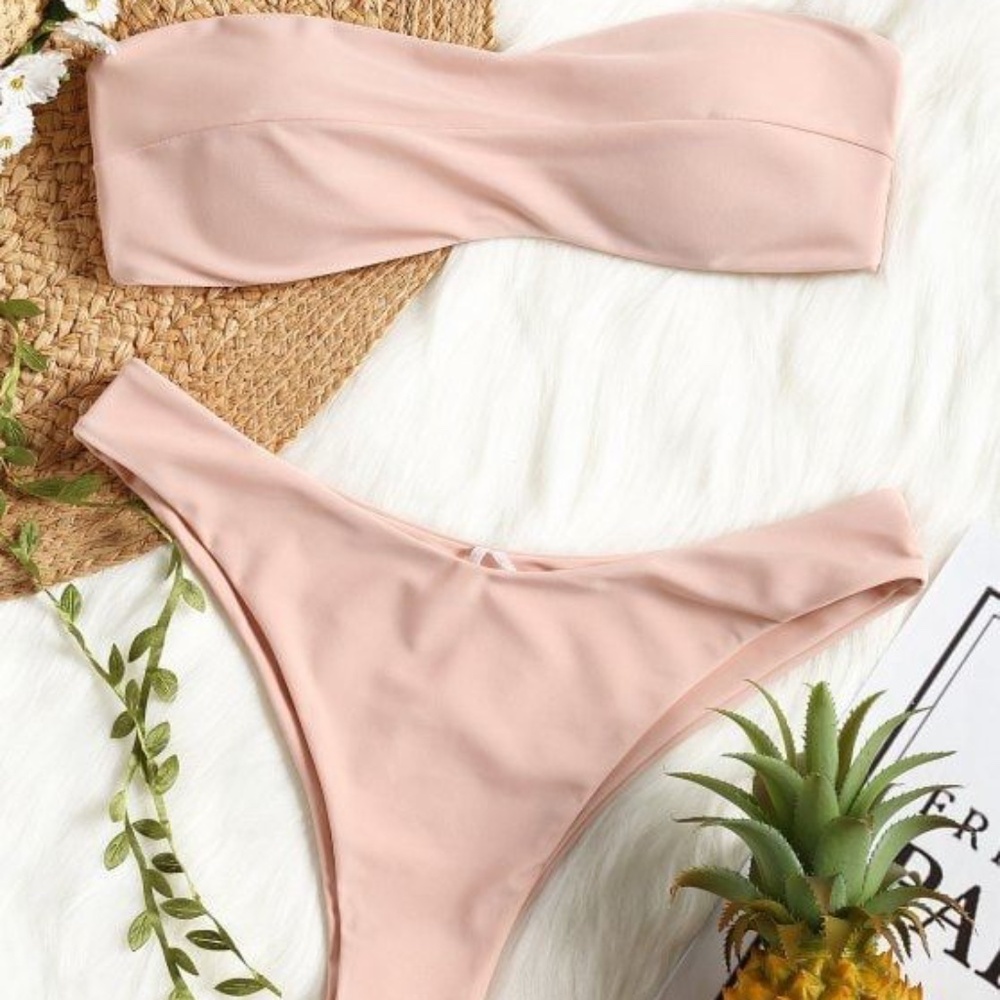 NWOT Peach Bandeau Bikini Set